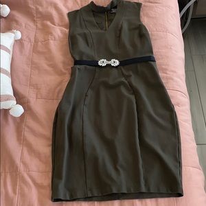 Formal v neck midi army green dress